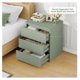 thumbnail image 6 of Nightstand Set of 2 White, 3 Drawer Bedside Tables, Green Sofa Side Table with Cut-Out Handles, Bedroom Nightstands for Storage, 6 of 7