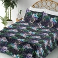 thumbnail image 3 of Ambesonne Space Fitted & Flat Sheet with Shams 4 Pcs Set, Bohemian Galaxy Sun Moon Art, Queen, Dark Purple Green and Mauve, 3 of 5