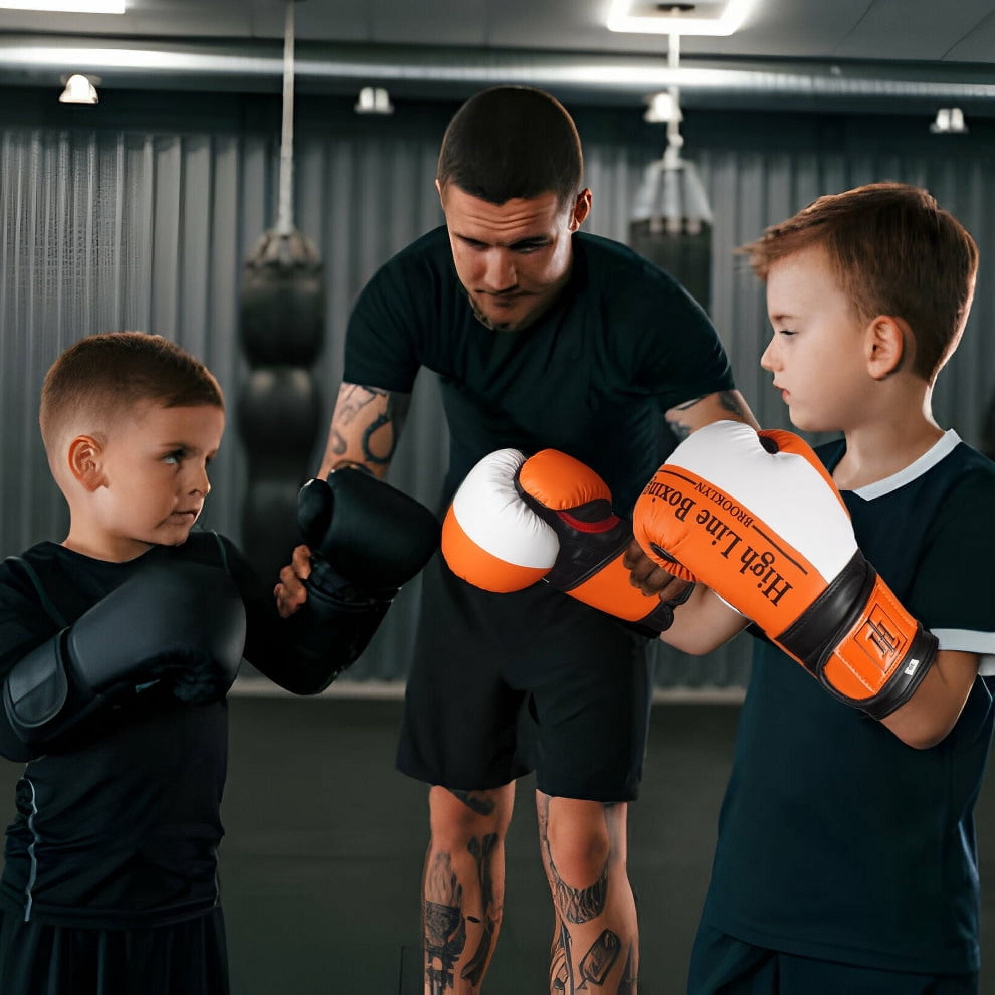 High Line Orange Essential Series Boxing Gloves for Kids | Youth Boxing Gloves for Punching, Boxing, MMA, Kickboxing, Muay Thai, Sparring| Kids Punching Gloves 4 oz, 6 oz & 8 oz
