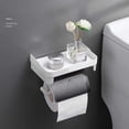 thumbnail image 2 of Injueey Soporte de rollo Montaje en pared Cajas de toallas de baño Servilleteros Accesorios Estante Soportes Almacenamiento de accesorios Juegos de accesorios de baño Gris con estilo Gris elegante, 2 of 6