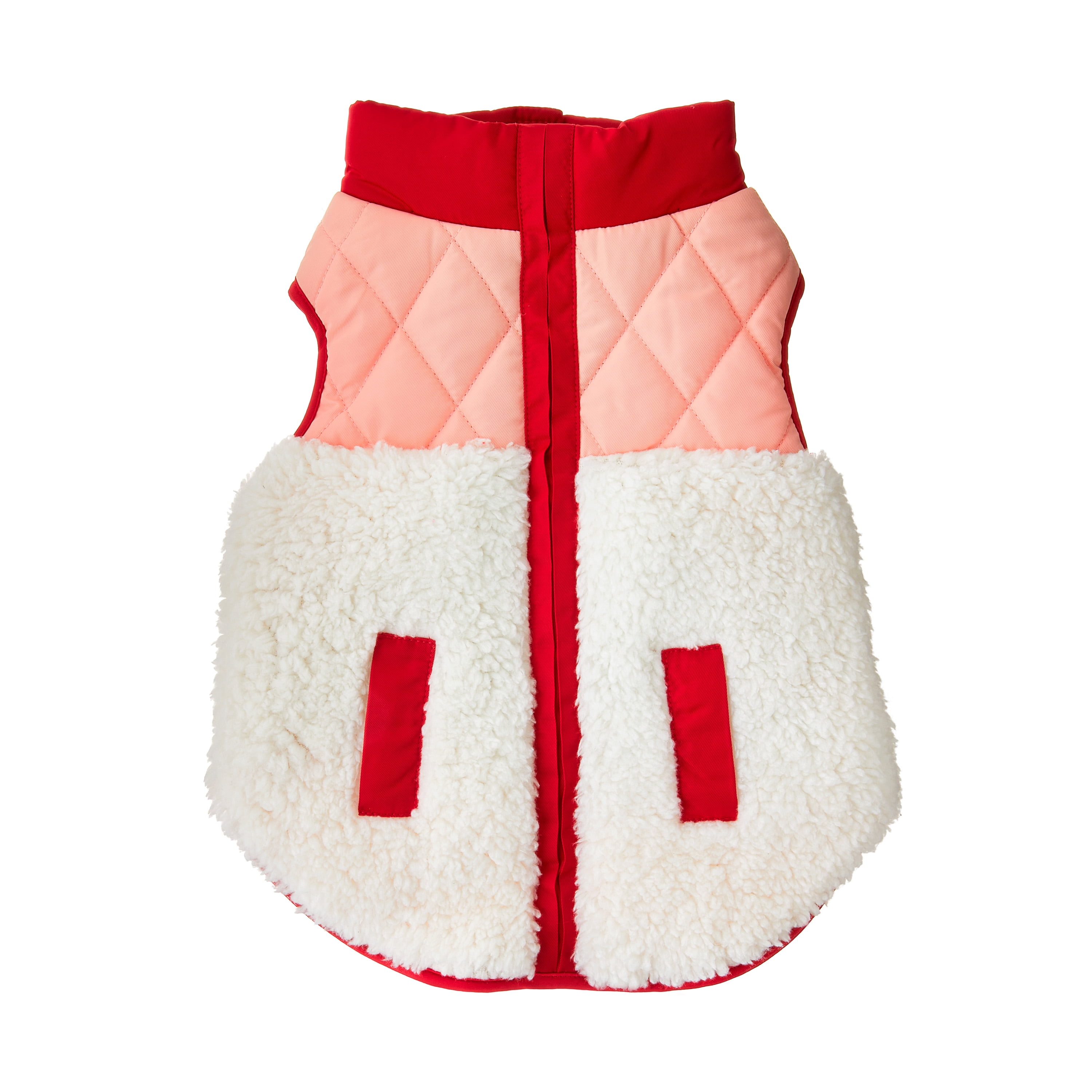 (2 pack) Vibrant Life Dog and Cat Clothes, Sherpa Contrast Yoke Pet Jacket, Pink, Small