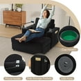 thumbnail image 4 of Chaise Lounge Chair with Cupholders & Charging, 51" Oversized Sleeper Accent Chair with Storage Ottoman, Phone Holder and Side Pockets for Living Room, Black, 4 of 7