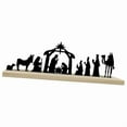 thumbnail image 3 of Nacimiento Escena de Navidad Decoración Metálica con Base de Madera Ornamento Creativo para Mesa Adecuado para Regalo Decoración de Hogar 32cmx4cmx10c, 3 of 9