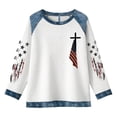 thumbnail image 4 of Women's Christian Shirts Jesus Cross Graphic Printed Faith Sweatshirt Oversize 4th of July Patriotic Tops Casual Crewneck Pullover, 4 of 4