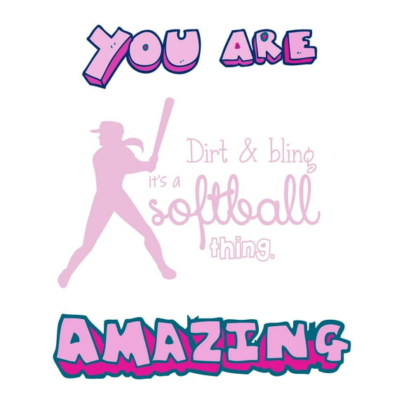 Dirt And Bling It'S A Softball Thing Dirt and bling Sports Motivational Quote wall Decal Wall Art Sticker Designs Vinyl Stickers For Home House Walls Rooms Windows Bedroom Decoration Size (28x28 inch)
