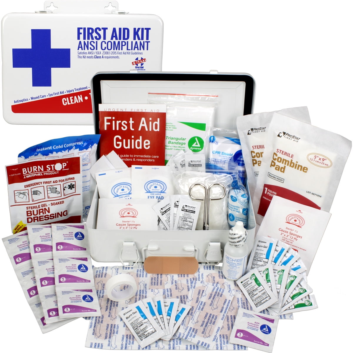 OSHA & ANSI First Aid Kit, 25 Person, 74 Pieces, Indoor/Outdoor Emergency Kit for Office, Home or Car, ANSI 2015 Class A, Metal, Made in USA