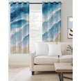 thumbnail image 2 of Blue Waves Coastal Blackout Curtains, Light Blocking Print Window Curtains, Summer Beach Nautical Ocean Thermal Insulated Window Drapes for Living Room Kitchen Cafe 2 Panels, 104"W x 84"L, 2 of 9