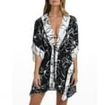 thumbnail image 2 of La Blanca Women's Moonlit Floral Print Beach Pool Kimono Cover Up-Black / One Size, 2 of 5