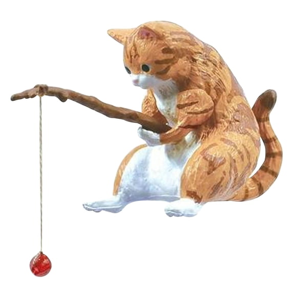 Decoración del hogar, decoración de habitaciones, decoración de pared, acuario, tanque de agua, estatua de gatos encantadores, figura de gatos pescando, adornos, decoración de gatos, decoraciones de a