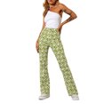 thumbnail image 2 of VISgogo Pantalones de pierna recta para mujer, pantalones de cintura alta con estampado estampado, marrón / negro / verde / azul / café VISgogo moda, 2 of 9