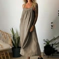 thumbnail image 2 of Yuzhih Maxi Dresses for Women 2024 Loose Cotton Linen Cross Back Cami Dress Casual Plus Size Sleeveless Long Dress, 2 of 6