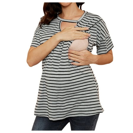 

Qufokar Business Casual Tops for Women Petite Womens Oversized Tee Mom Maternity Top Cotton-Blend Short-Sleeve Casual Tops