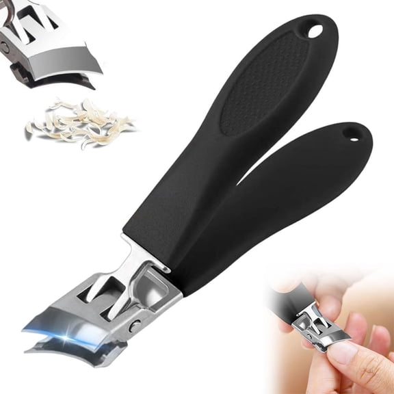 Toenail Clippers for Thick Toenails, Wide Jaw Opening & Anti-Splash Design with Curved Sharp Blades, Professional Pedicure Tool for Ingrown Nails