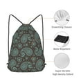 thumbnail image 5 of XMXT Waterproof Gym Bag, Arabesque Ethnic Paisley Floral Drawstring Backpack for Men, s Green, 5 of 8