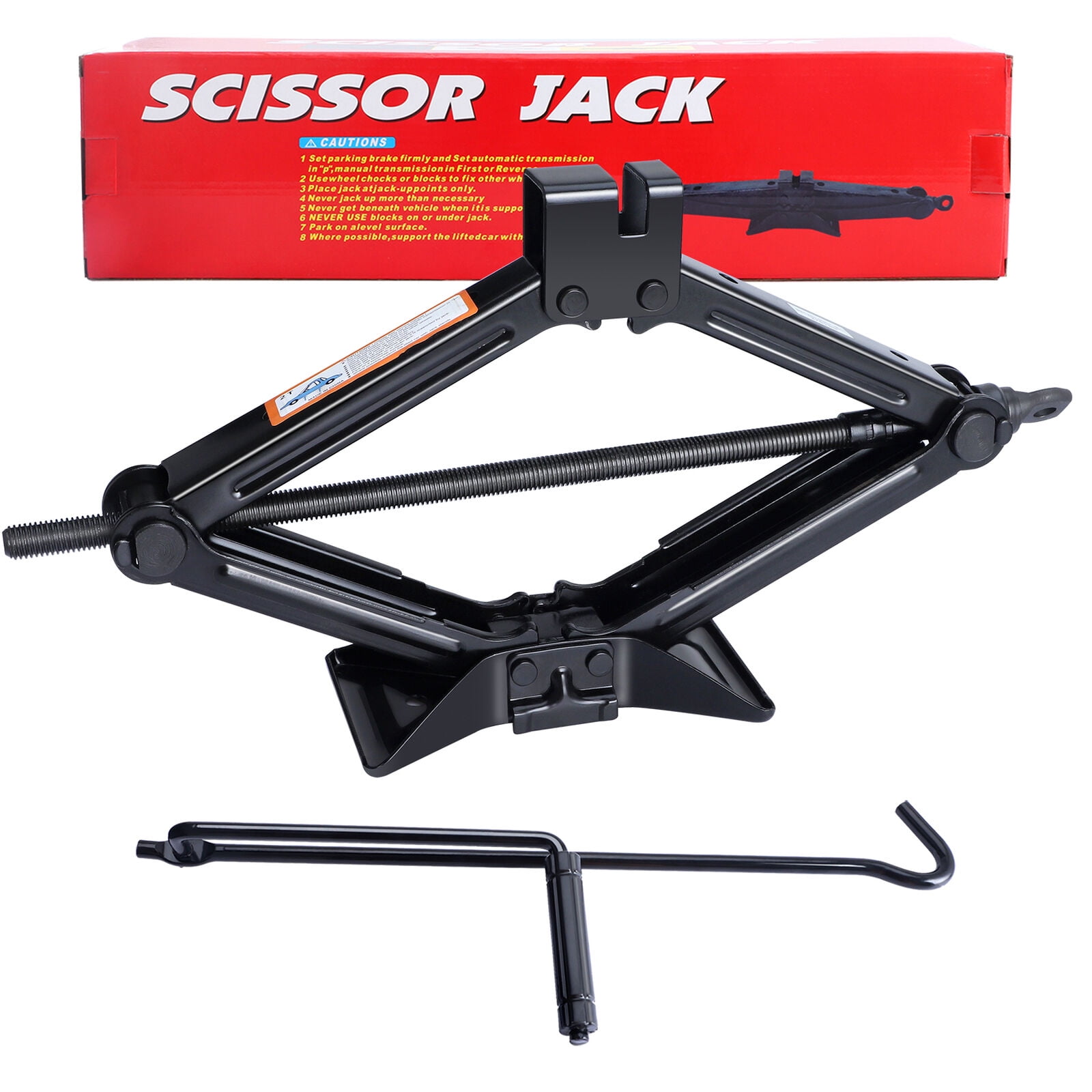 CarBole Scissor Jack, 2 Ton (4400 lb) Capacity， with Handle Crank Tool
