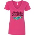 thumbnail image 3 of Inktastic I'd Rather Be Gardening Blue Flowers Women's V-Neck T-Shirt, 3 of 5