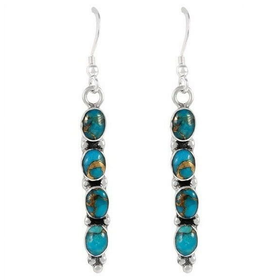 Matrix Turquoise Jewelry Earrings for Women Sterling Silver 925 | Turquoise Network | E1174-C84