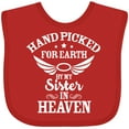 thumbnail image 3 of Inktastic Handpicked for Earth by My Sister in Heaven with Angel Wings Boys or Girls Baby Bib, 3 of 4