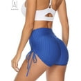 thumbnail image 3 of Guatsve Women's Workout Shorts Yoga Shorts High Waisted Running Shorts Tummy Control Textured Leggings Athletic Short Pants "Blue, XL", 3 of 8