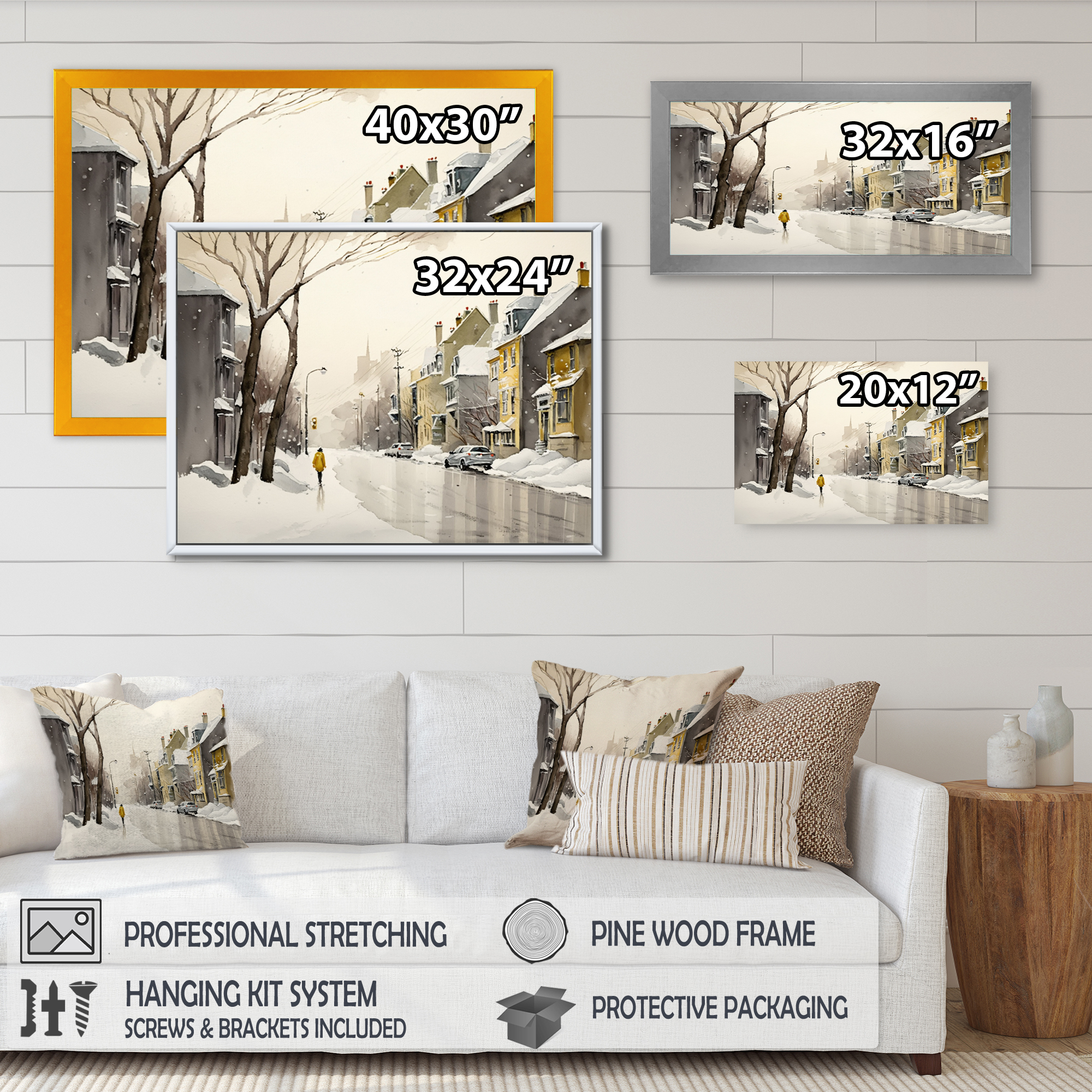 Designart Quebec During Snowfall III Canvas Wall Art