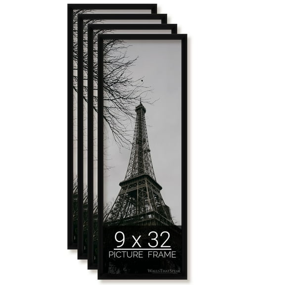 9x32 Black Picture Frame for Puzzles Posters Photos or Artwork, Set of 4