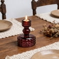 thumbnail image 4 of Glass Decorative Candlestick 3.94In Secure Candle Holding Design Room Highlight Feature Versatile Indoor Placement Ornament for Living Room Dining Room Table Centerpiece Bookshelf Kitchen Space Decor, 4 of 6