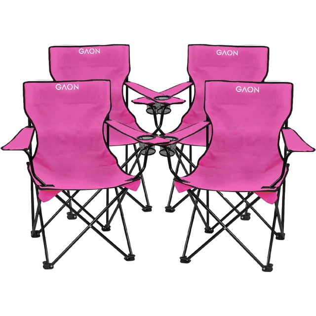 Sillas Camping Y Playa Plegable Portatil Para Exteriores 4 Piezas Rosa