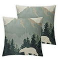 thumbnail image 2 of Acheng Pine Tree Bear Pillow Covers Cabin Rustic Bear Decor Mountain Green Grey Forest Decorative Couch Pillow Cases with Zipper Set of 2 Home Decor for Living Room Bedroom Bed Cushion Outdoor White, 2 of 6