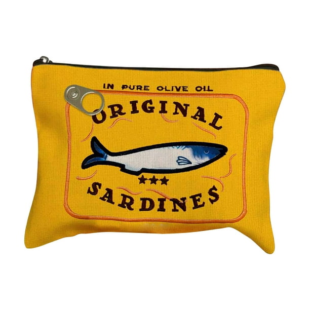 Bolsa de cosméticos pequeña con diseño de sardinas, bolsa de viaje, bolsa de almacenamiento de tela para lápices labiales, bolsa de almacenamiento de cosméticos, bolsa de viaje con diseño de sardinas