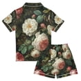 thumbnail image 2 of FORMRS Kids Short Sleeve Top and Pants Pajama Set Unisex Satin 2-Piece Sleepwear, Sizes 5-6Y, White and Pink Roses, 2 of 8