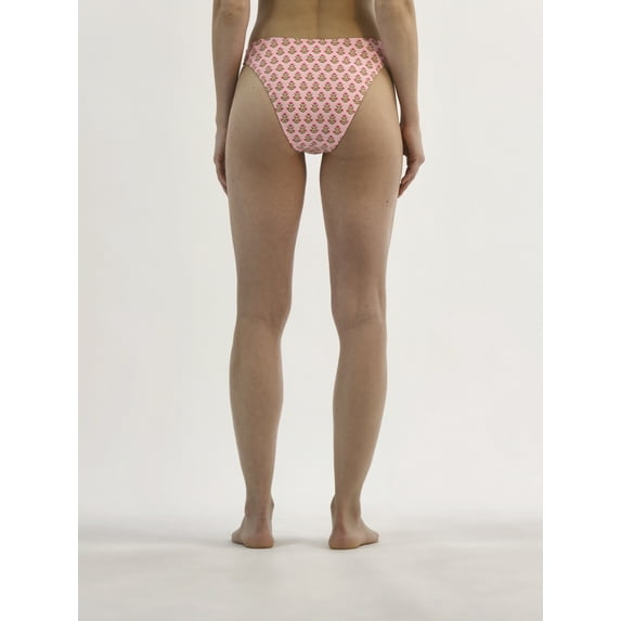 No Boundaries Pink Palms High Cut Bikini Swim Bottoms, Women's