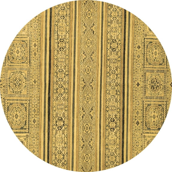 Ahgly Company Indoor Round Abstract Brown Modern Area Rugs, 5' Round