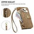 thumbnail image 3 of Dteck Crossbody Wallet Case for Samsung Galaxy A35 with Card Holder, Soft Embossing PU Leather Magnetic Closure Strap Zipper Pocket Phone Case Fit for Samsung Galaxy A35,Brown, 3 of 7
