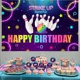 thumbnail image 4 of Purple Glitter Bowling Theme Backdrop, Let's Strike Up Some Fun Bowling Party- Vibrant Rainbow Neon Glow Girls' Birthday Decorations, 4 of 7