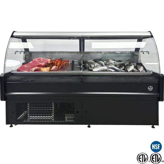 71" Black Refrigerated Sandwich & Deli Display Case, 34 Cu.Ft. Commercial Display, Refrigerator, NSF Certified