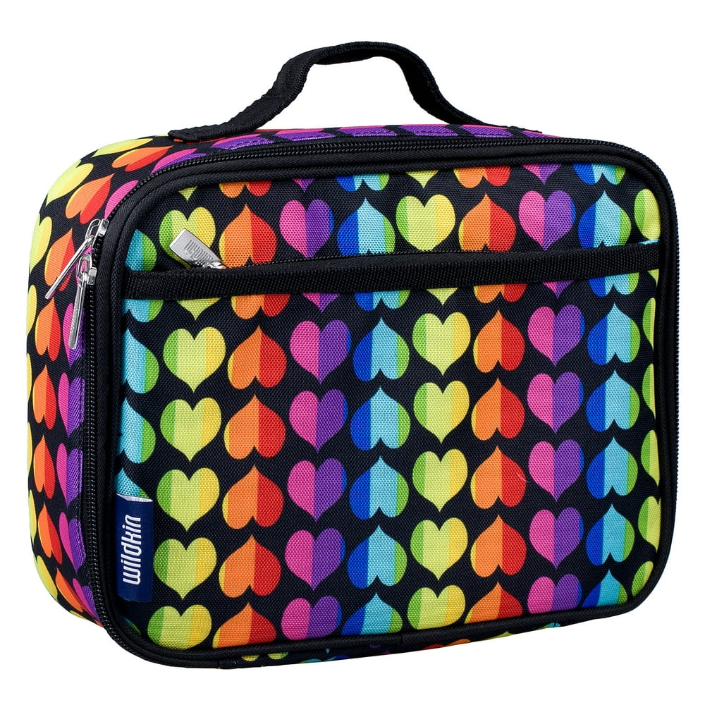 Wildkin Rainbow Hearts Pink Insulated Lunch Box for Boys and Girls