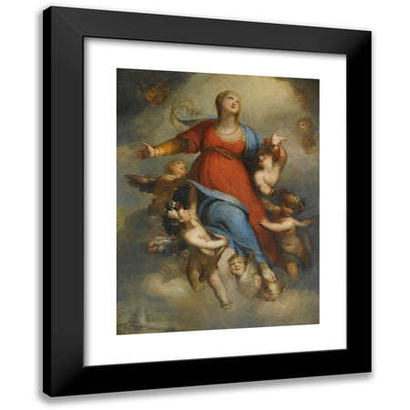 Domenico Piola 11x14 Black Modern Framed Museum Art Print Titled - The Assumption of the Virgin
