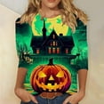 thumbnail image 2 of Womens Tops Casual 3/4 Sleeve Shirts Crew Neck Loose Casual Blouses Halloween Print Tshirts, 2 of 6