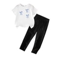 thumbnail image 3 of ITSAME Girls Outfit Set, Crewneck Bow Printed T-Shirt and Leggings Kids Fashion Comfortable Set 2-Piece White Size 2-3T, 3 of 5