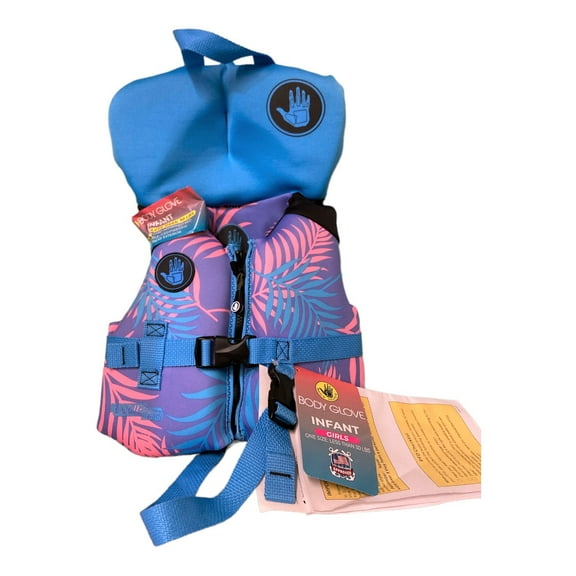 Body Glove Infant Girls Life Vest Jacket (Less Than 30 lbs.) U.S. Coast Guard-Approved PFD - Blue/Palm Purple