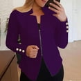 thumbnail image 3 of Xuemjiao Blazers for Women Business Casual Women's Autumn Solid Color Zippered Cuffs Button Suit Jacket Suits for Women Chaquetas De Mujer Elegantes (Purple,XXXXXL), 3 of 4