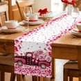 thumbnail image 5 of Valentine's Day Table Runner - 36 Inch Long Pink Love Roses Truck Romantic White Cotton and Linen Blended Dress Scarves Farmhouse Table Runner for Kitchen Dining, Coffee Table, 13" x 36", 5 of 8