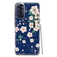 thumbnail image 1 of MUNDAZE Motorola Moto G Stylus 5G 2022 Shockproof Clear Hybrid Protective Phone Case Kawaii Japanese Pink Cherry Blossom Navy Blue Cover, 1 of 5