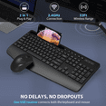 thumbnail image 4 of Wagpak Wireless Keyboard and Mouse Combo Wrist Rest Ergonomic Phone Holder Full-Sized Silent 2.4GHz Cordless Keyboard Mouse Set for Computer,Laptop, PC, Mac, Windows Black, 4 of 10