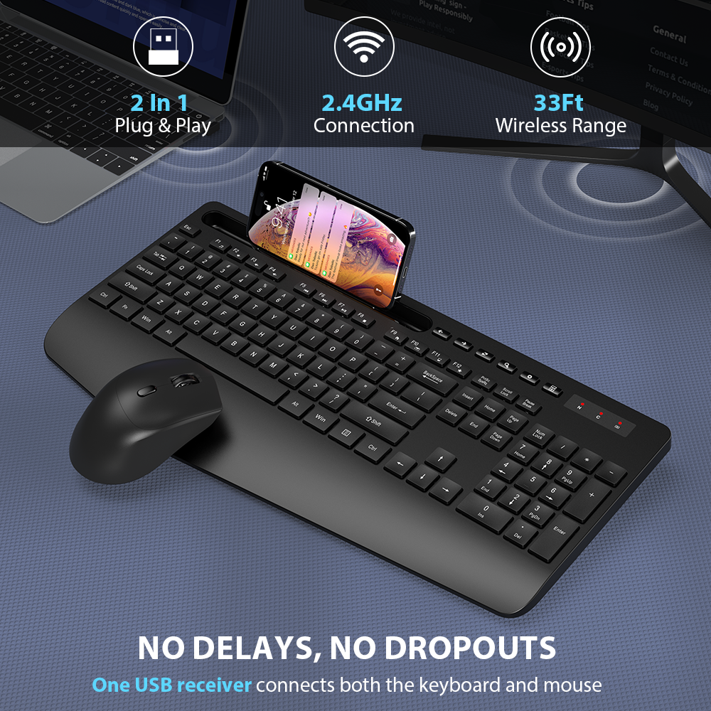 Wagpak Wireless Keyboard and Mouse Combo with Wrist Rest photo 4