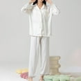 thumbnail image 3 of FRSASU Women Pants Home Wear Pajamas Women Pants Two-Piece Suit Long Sleeve Pants Pajama Set Homewear White 10(XL), 3 of 3