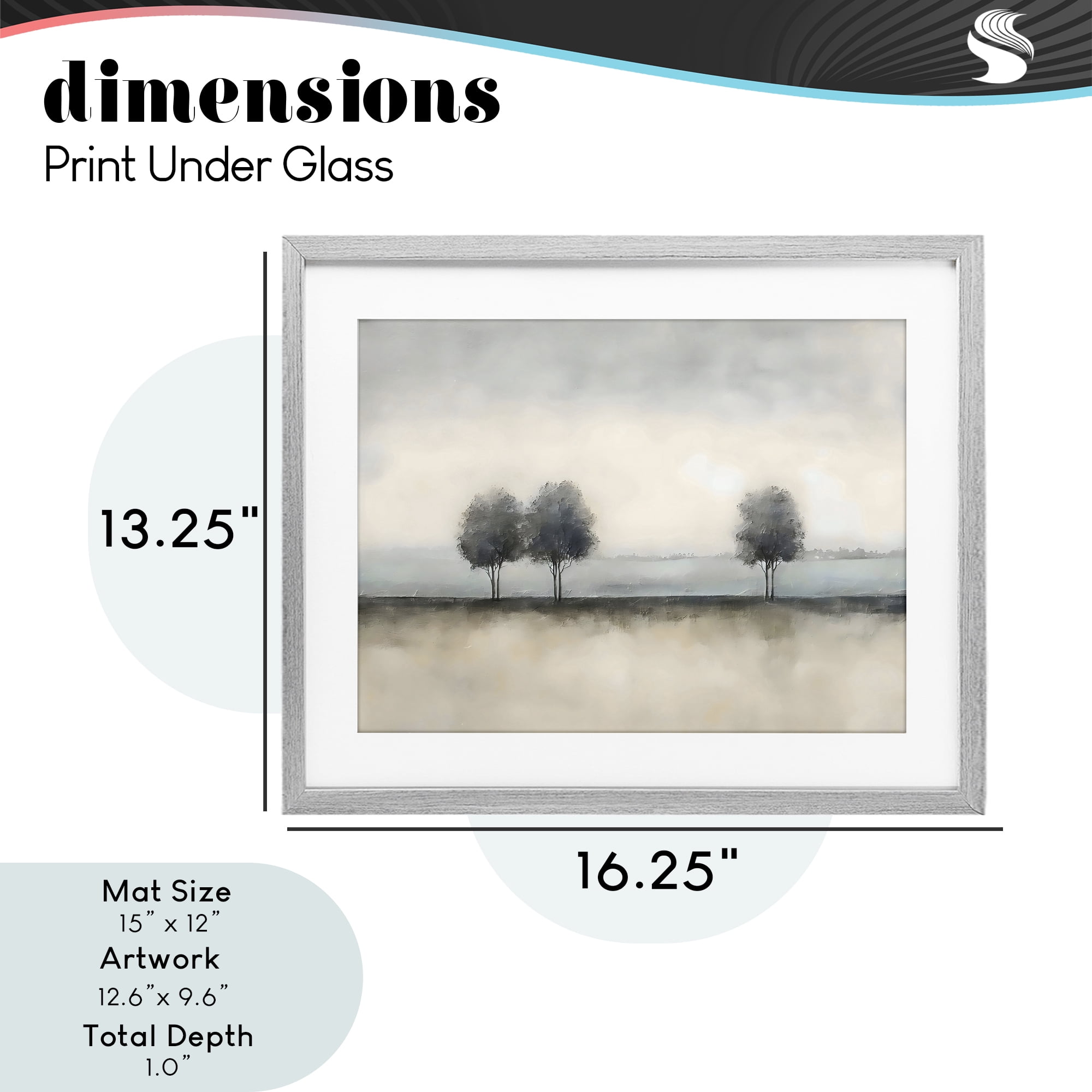 Stupell Industries Muted Trees Horizon Gray Framed Print Under Glass, design by Riley B