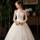 thumbnail image 4 of Vestido de novia ligero estilo francés de manga larga para novia, pequeño, blanco cremoso, sencillo, elegante, para viajes, hilo principal, 4 of 5
