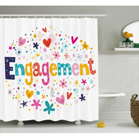  Engagement  Party  Decorations  Shower Curtain Cartoon 