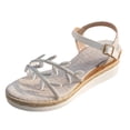 thumbnail image 5 of Rokment Womens Bling Leaves Platform Dressy Sandals Bridal Sparkling Rhinestones Elegant Open Toe Ankle Strap Espadrilles Wedge High Heels Dress Summer Shoes for Wedding White Size 6.5, 5 of 6